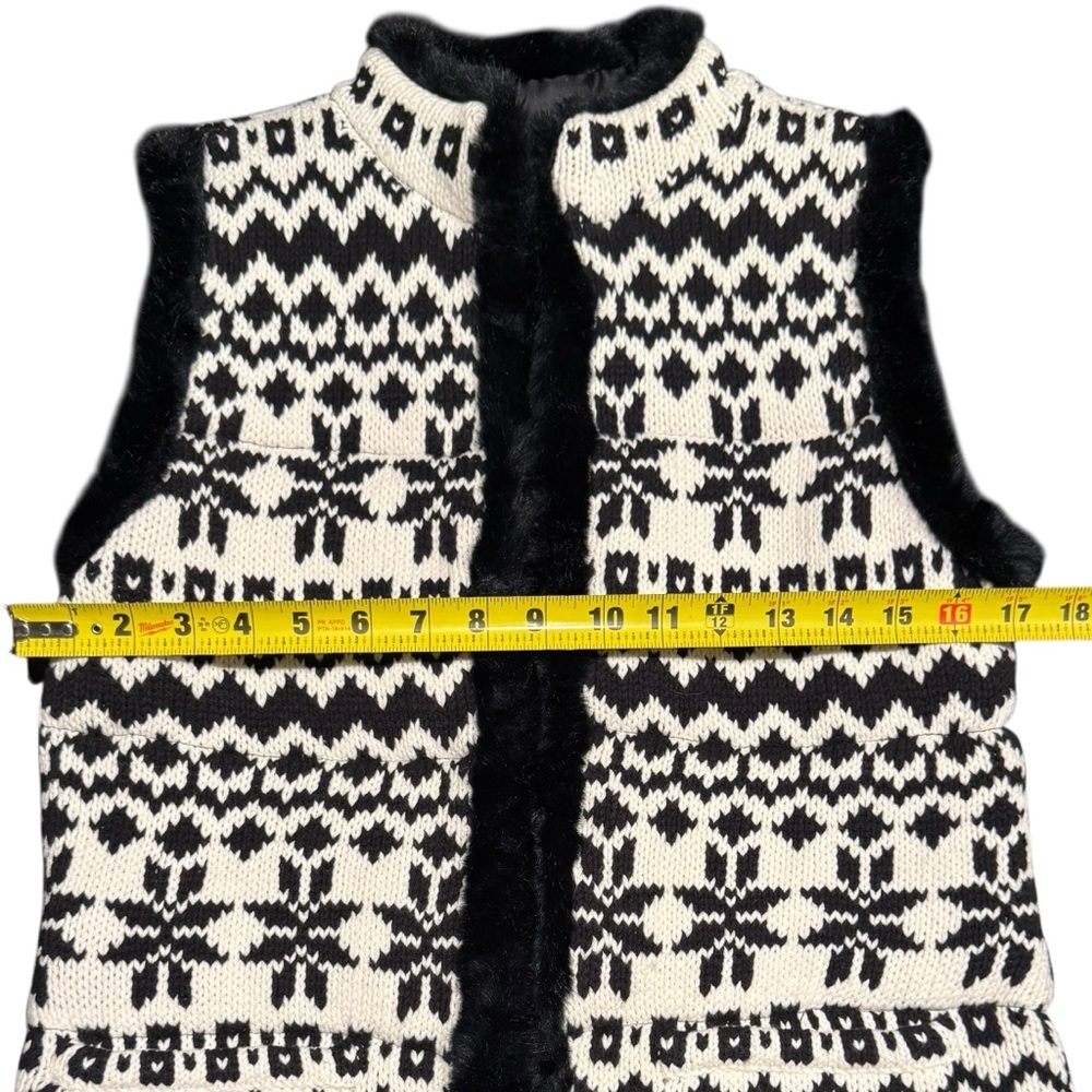 Talbots Vest Artic Fair Isle Quilted Black and White Women’s XS - Picture 8 of 12
